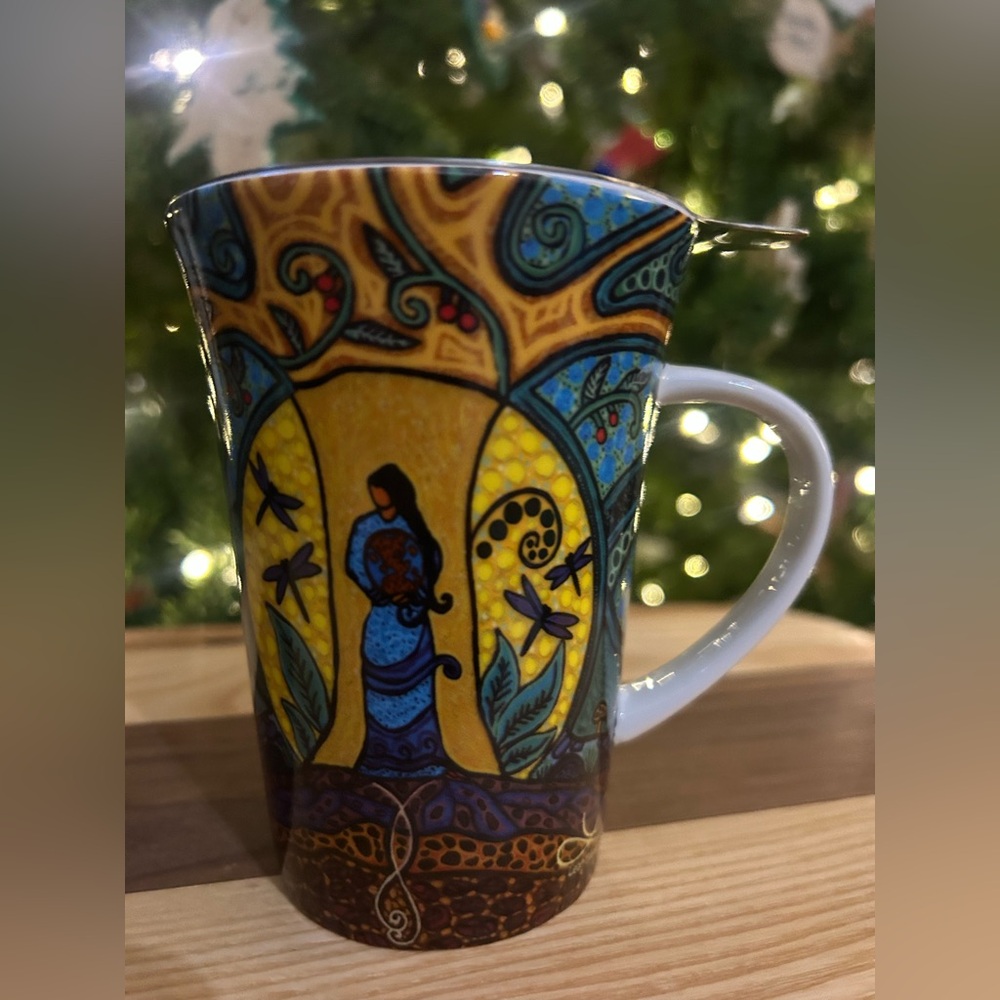 🆕NEW🌎🌲Leah Dorion "Strong Earth Woman" Art Mug & Tea Infuser❤️🌎